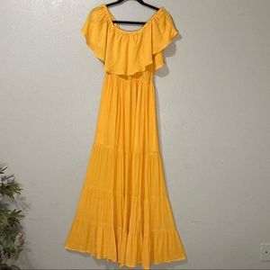 Forever 21 off the shoulder yellow maxi dress